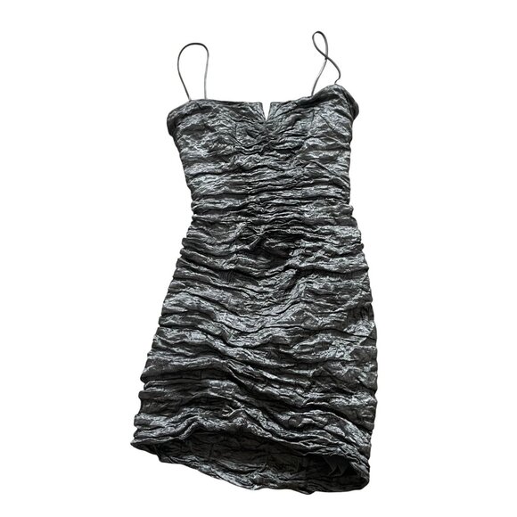 Nicole Miller Collection Ruched Grey Spaghetti Strap Dress Size 6 - Picture 1 of 7